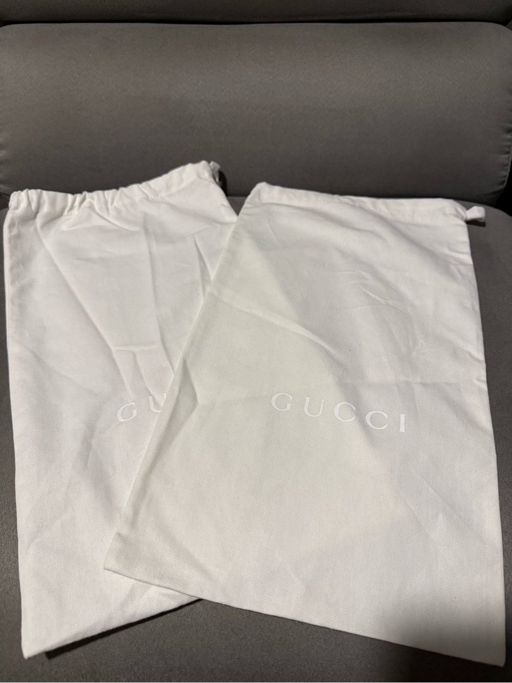 Gucci White Drawstring Logo Dust Bags - Set of 2